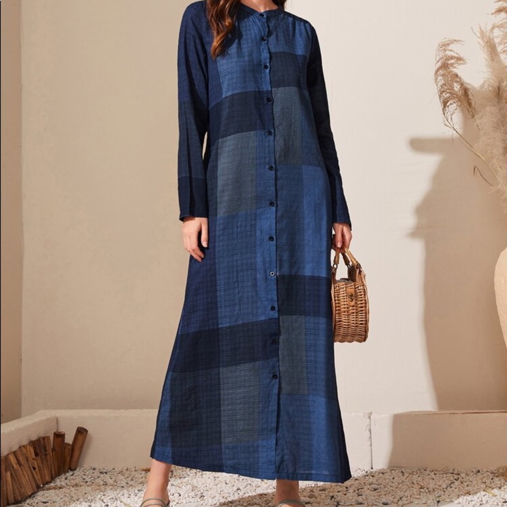 Plaid Button Front Shirt Dress